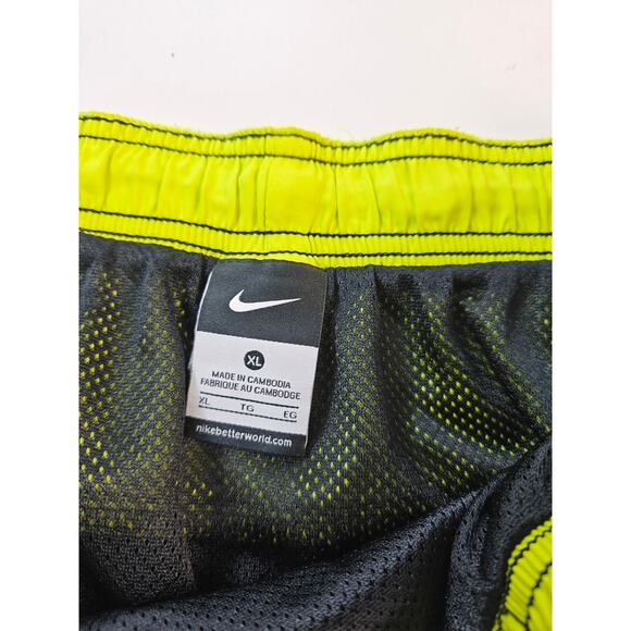 Nike xl swim trunks mesh brief lined black neon with pockets 90s y2k hybrid mens - Picture 5 of 7